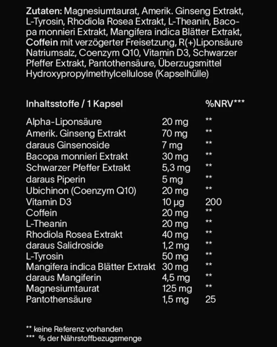 Energy Nahrungsergänzungsmittel