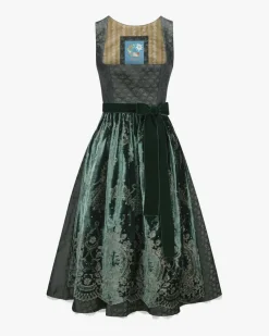 Jäger Midi-Dirndl mit Seidensamt-Schürze