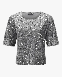 Jorina Pailletten-Samtblusenshirt