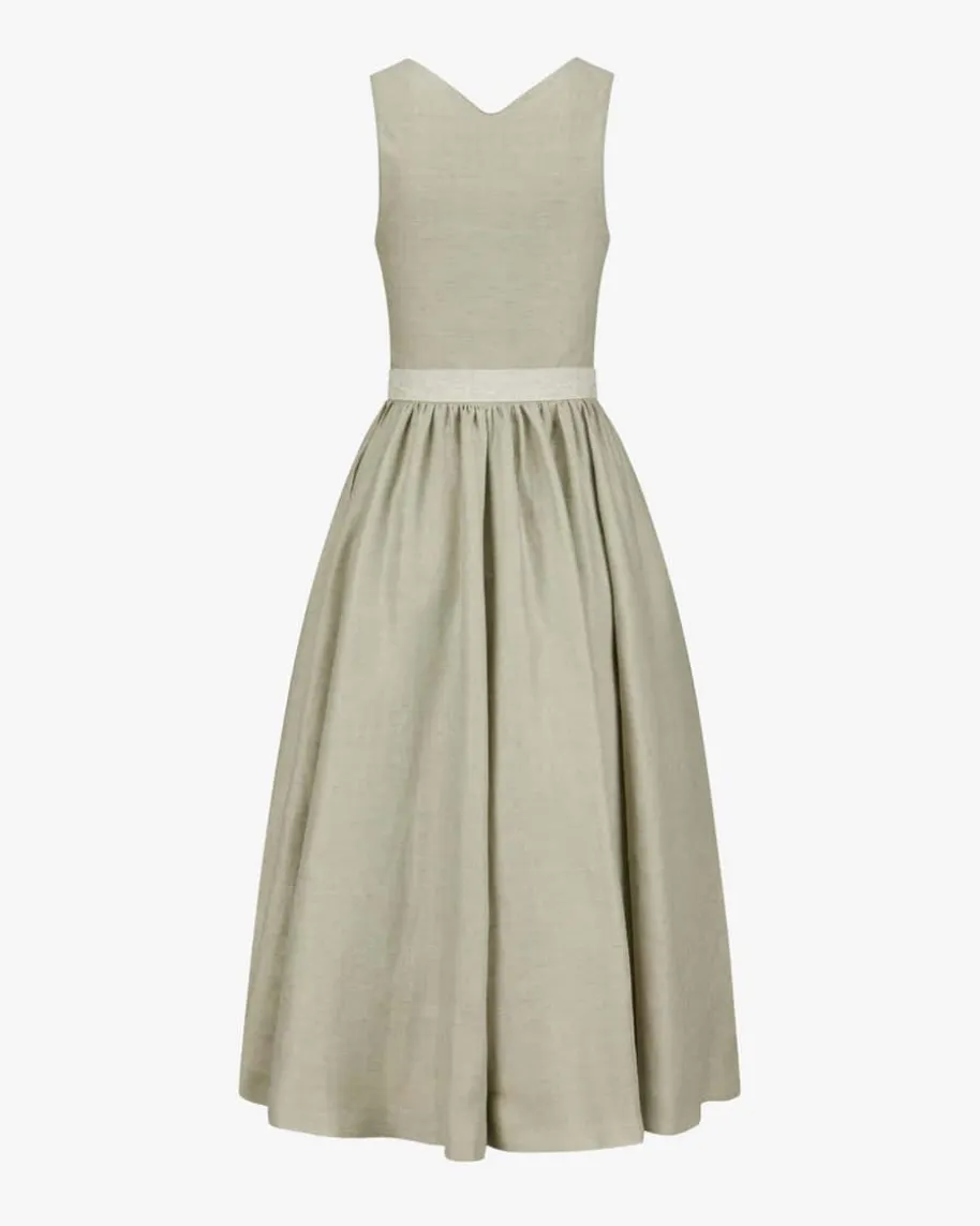 Leinendirndl lang mit Baumwollschürze