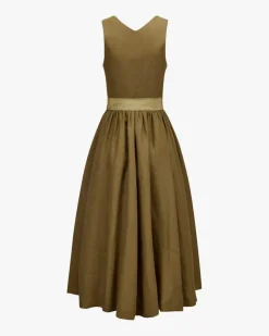 Leinen-Dirndl lang mit Schürze