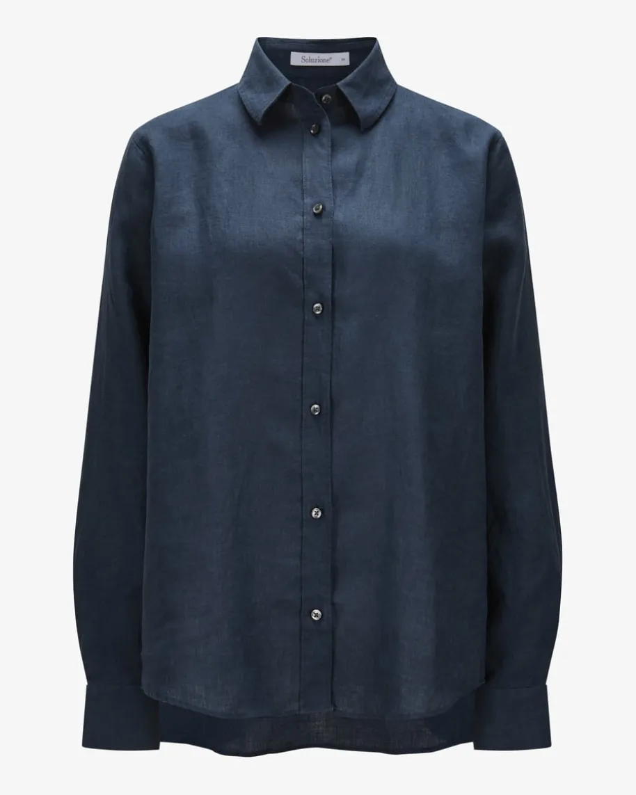 Leinen-Hemdbluse Oversize Fit