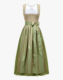 Marie Tweed Dirndl lang mit Seidenschürze