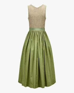 Marie Tweed Dirndl lang mit Seidenschürze