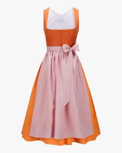 Midi-Dirndl mit Leinen-Schürze