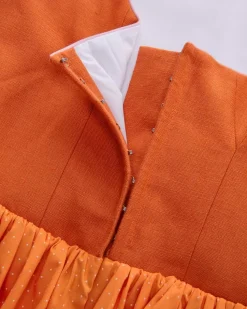 Midi-Dirndl mit Leinen-Schürze