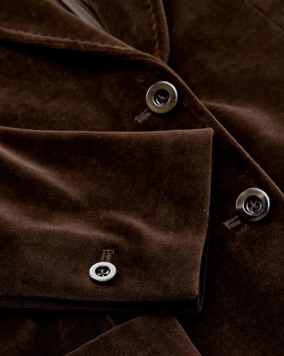 Samtblazer Slim Fit aus Baumwoll-Mix