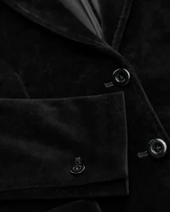 Samtblazer Slim Fit aus Baumwoll-Mix