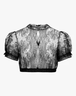 Schwarze Rose Dirndlbluse semi-transparent