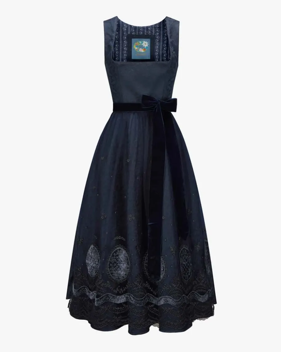 Silberglanz Midi-Dirndl mit Schürze