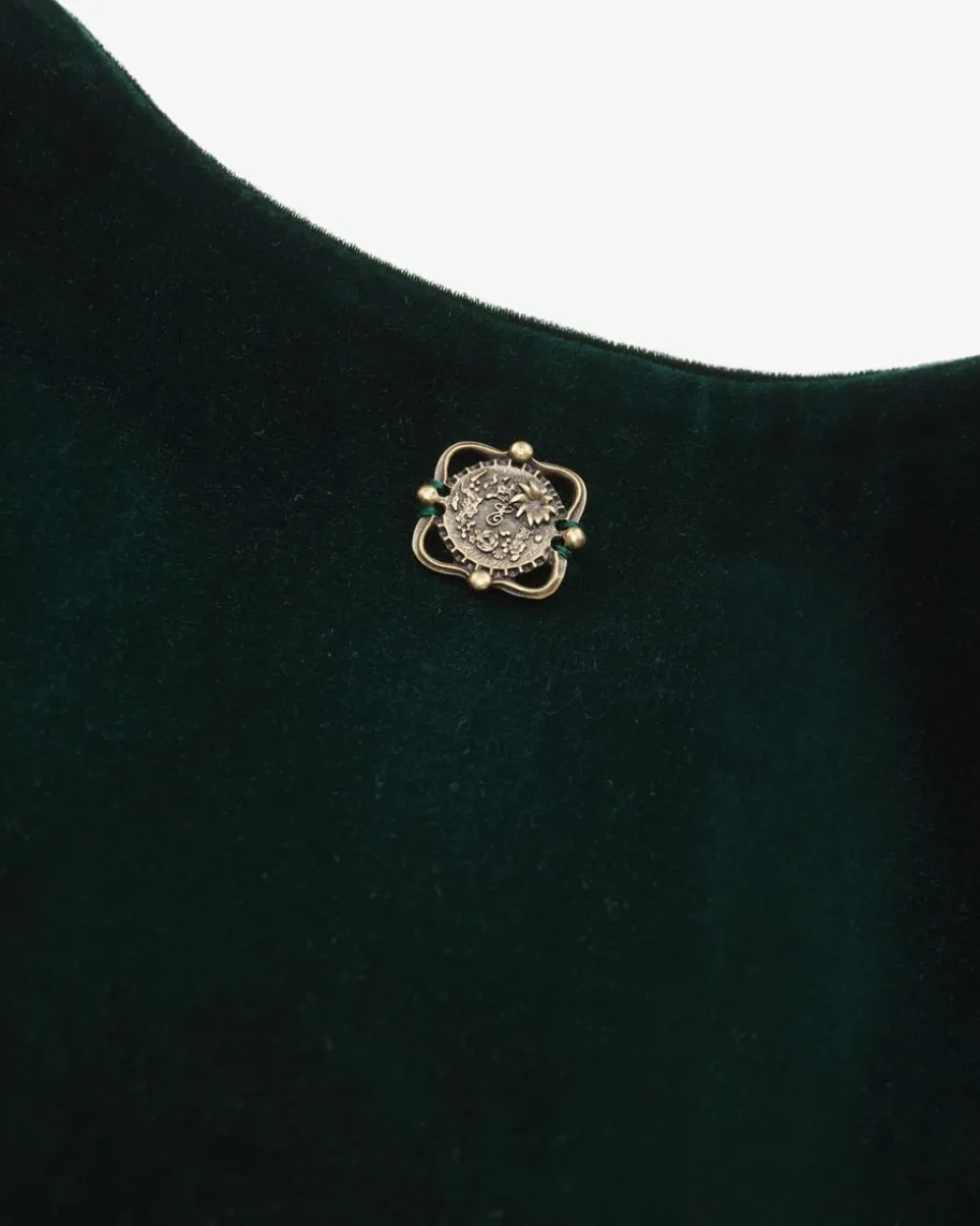 Smaragd Midi-Dirndl mit Seidenschürze