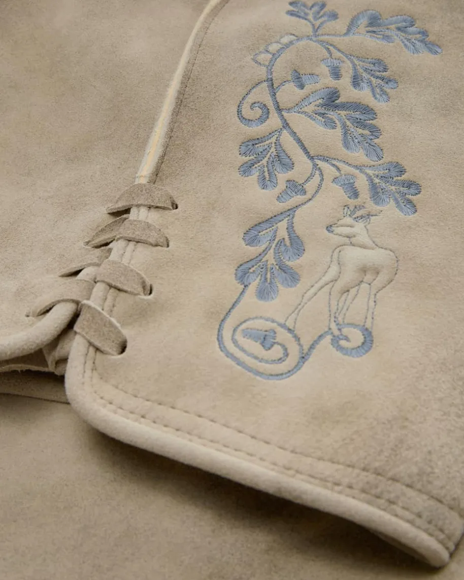 Wiesnlederhose kurz aus Ziegenleder