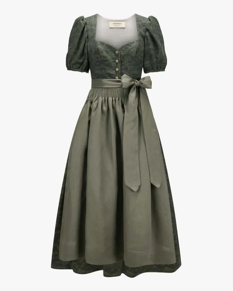 x LODENFREY Carolina Dirndl lang mit Leinenschürze
