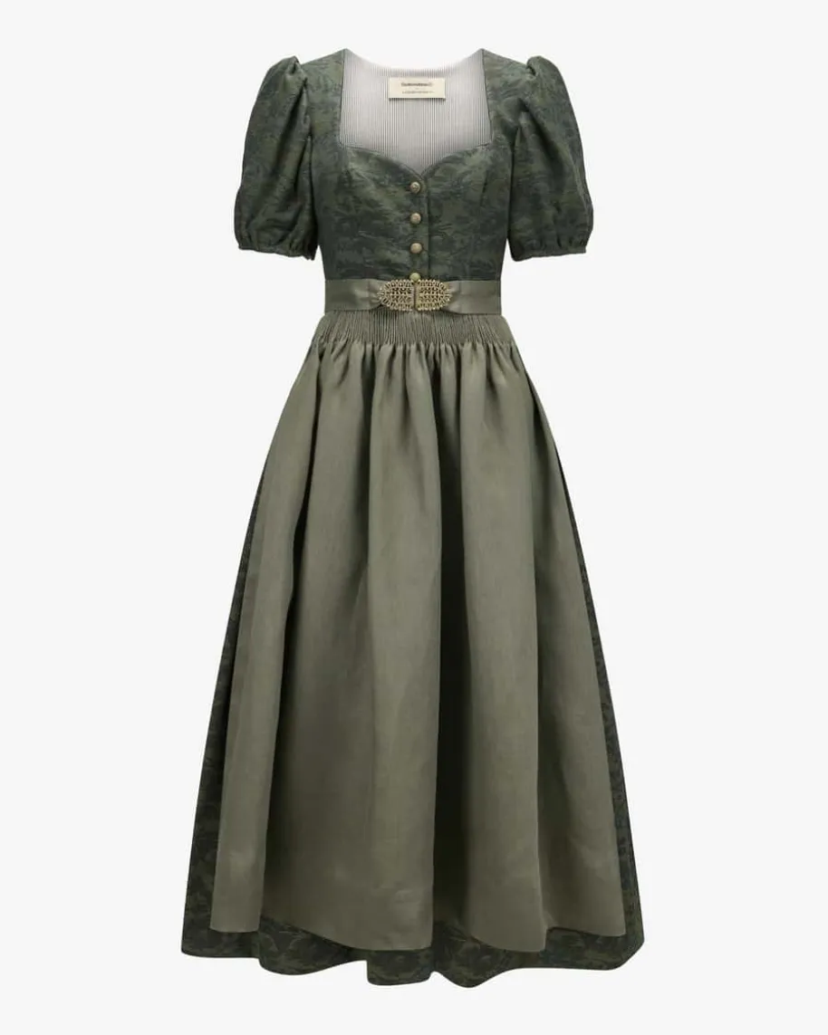 x LODENFREY Carolina Dirndl lang mit Leinenschürze
