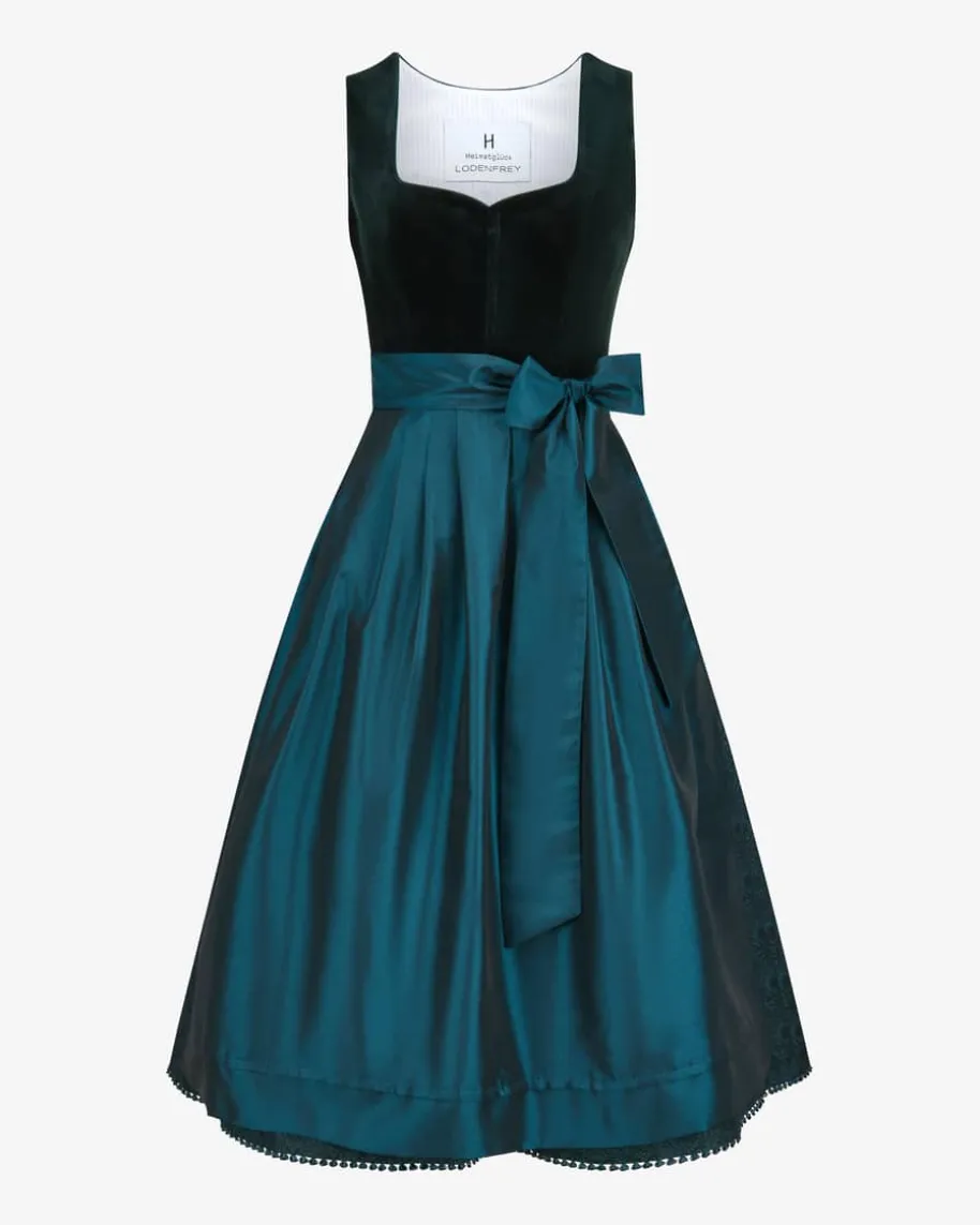 x LODENFREY Samtdirndl Midi mit Schürze