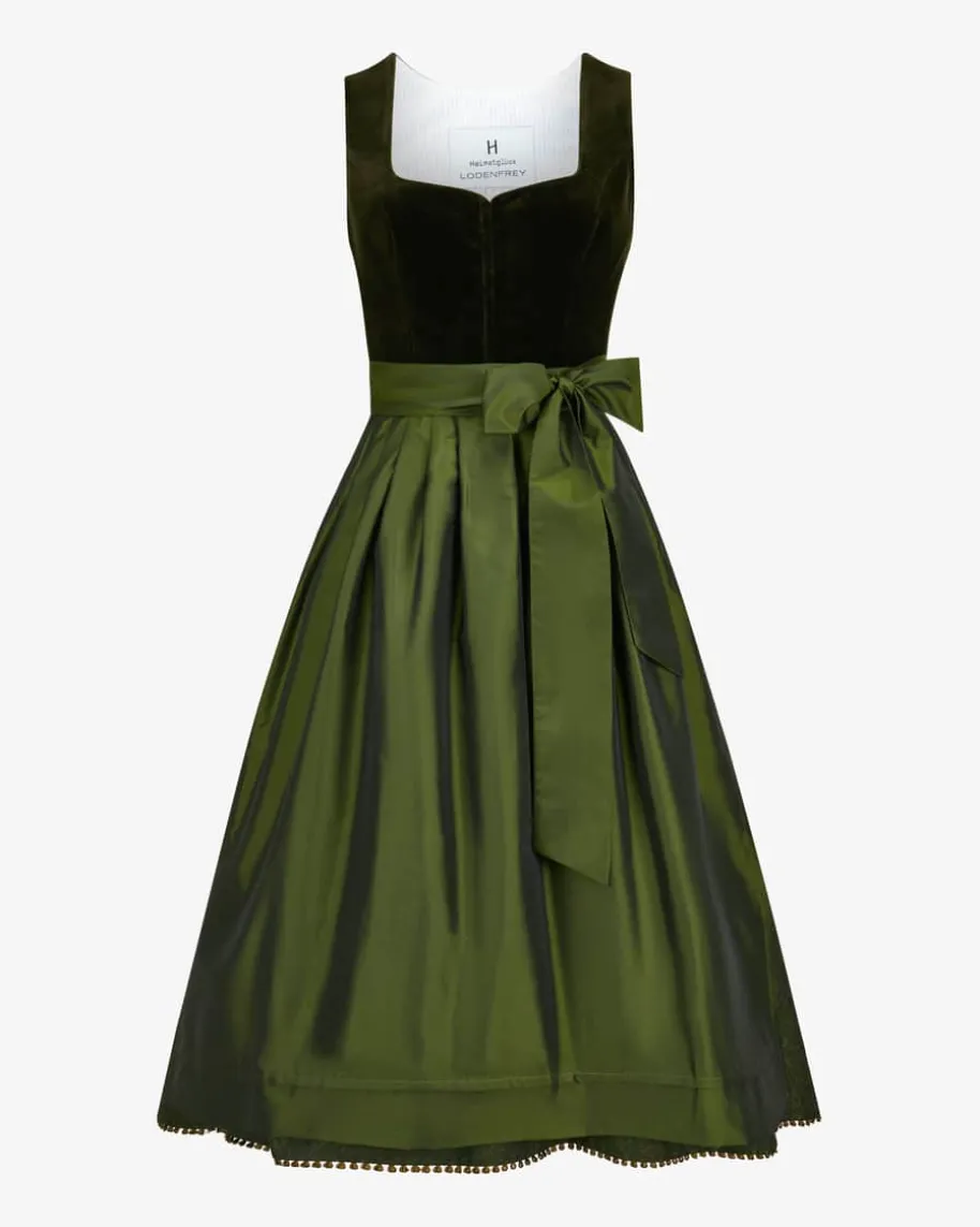 x LODENFREY Samtdirndl Midi mit Schürze